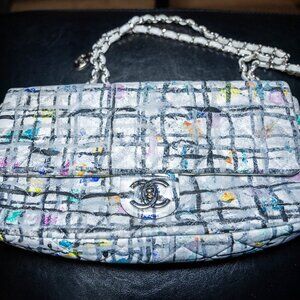 CHANEL Calfskin Hand-Painted Graffiti Flap Bag